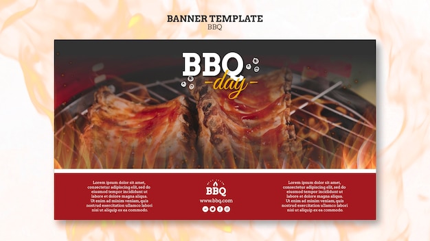 Modello di banner barbecue partito e griglia