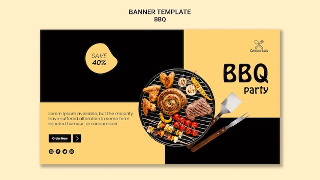 Bbq party horizontal banner design