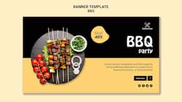 Free PSD bbq party horizontal banner template