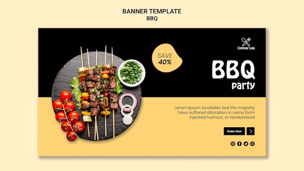 Bbq party horizontal banner template