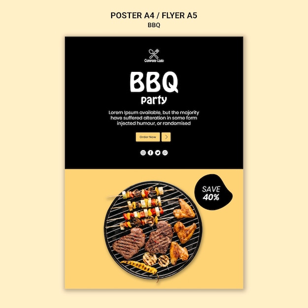 Free PSD bbq party poster style