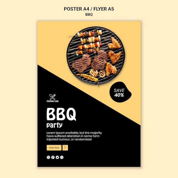 Free PSD bbq party poster template