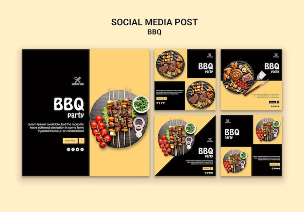 Free PSD bbq party social media post