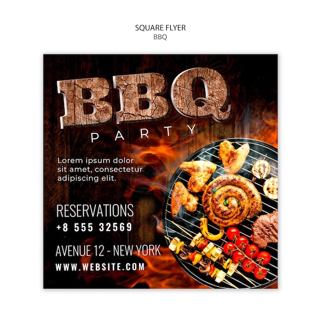 Free PSD bbq party square flyer template