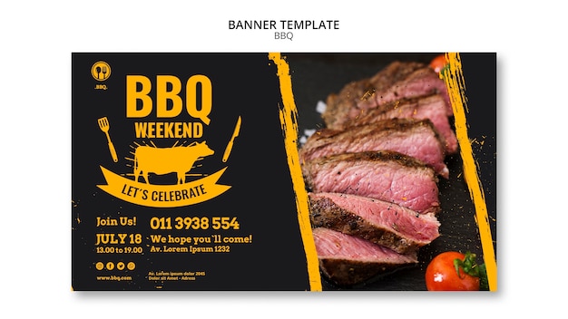 PSD gratuito banner modello di barbecue party