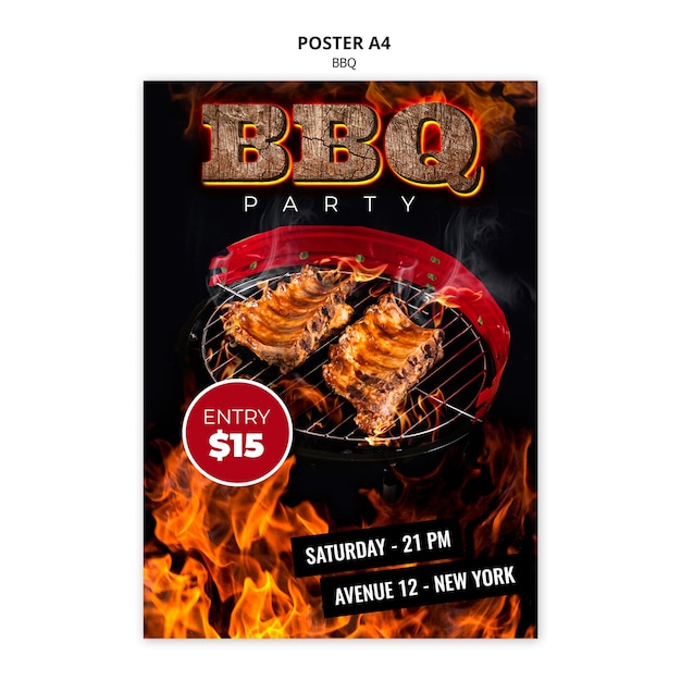 Free PSD bbq poster a4 template