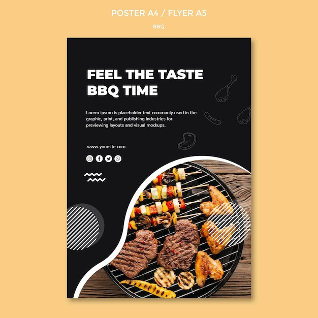 Free PSD bbq poster template concept