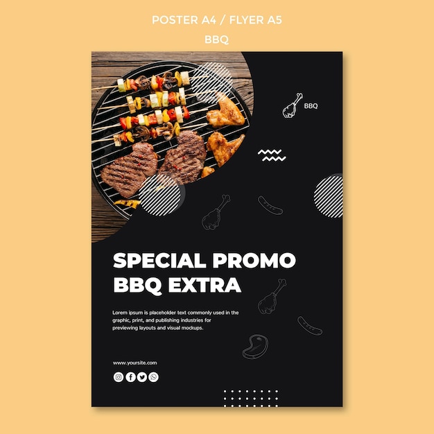 Free PSD bbq poster template theme