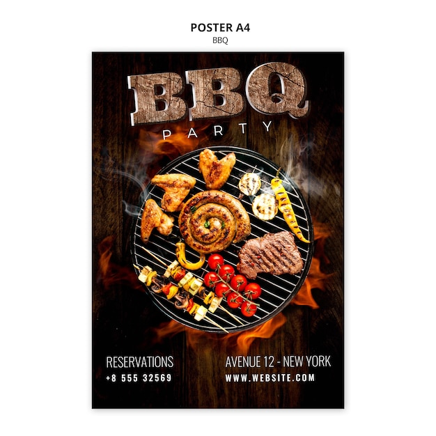 PSD gratuito poster modello bbq a4