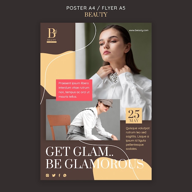 PSD gratuito sii un modello di poster glamour