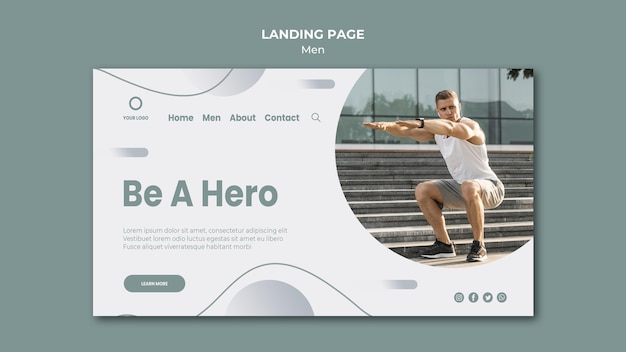 Free PSD be a hero, do sport outdoors landing page