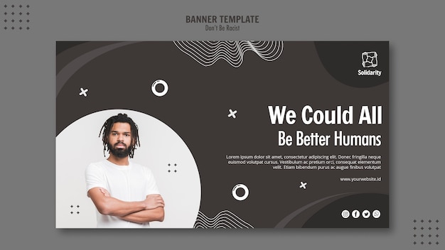 Free PSD don't be racist concept banner template