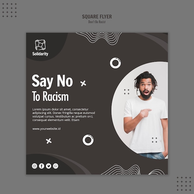 Free PSD don't be racist concept square flyer template