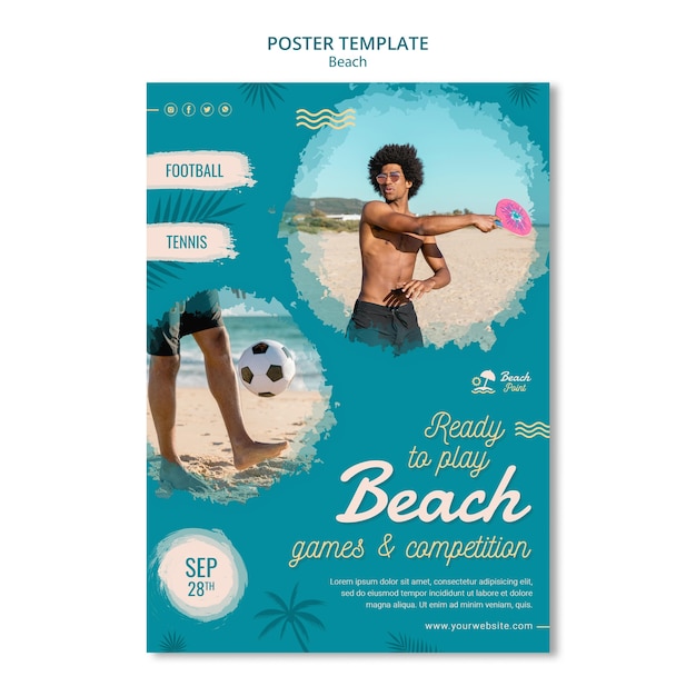 Free PSD beach competition poster template