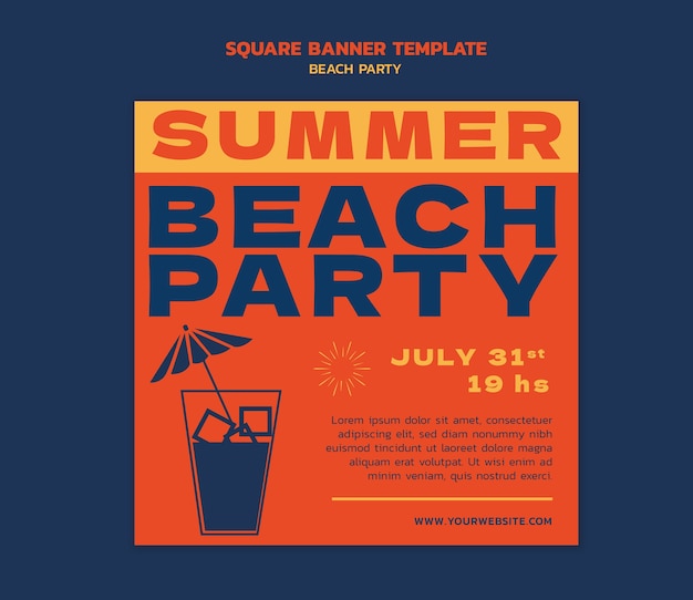 Free PSD beach party celebration template