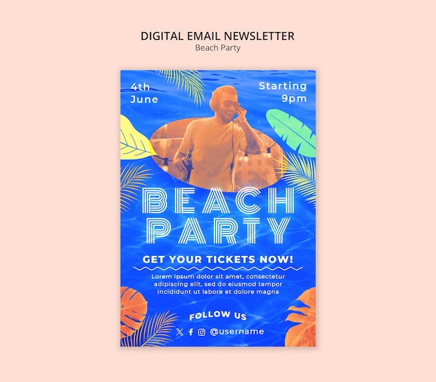 Free PSD beach party celebration template