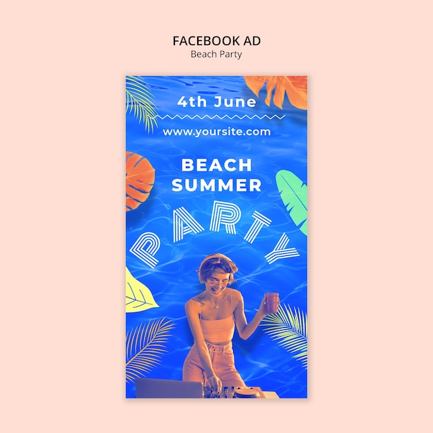 PSD gratuito beach party celebration template