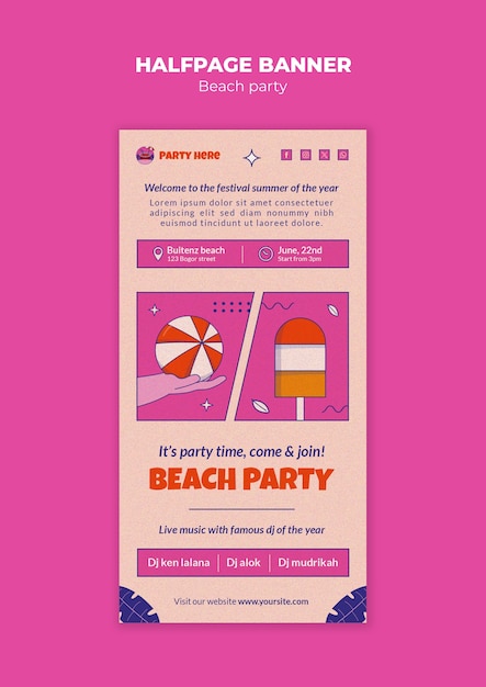 Free PSD beach party template design