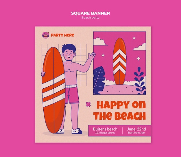 Free PSD beach party template design