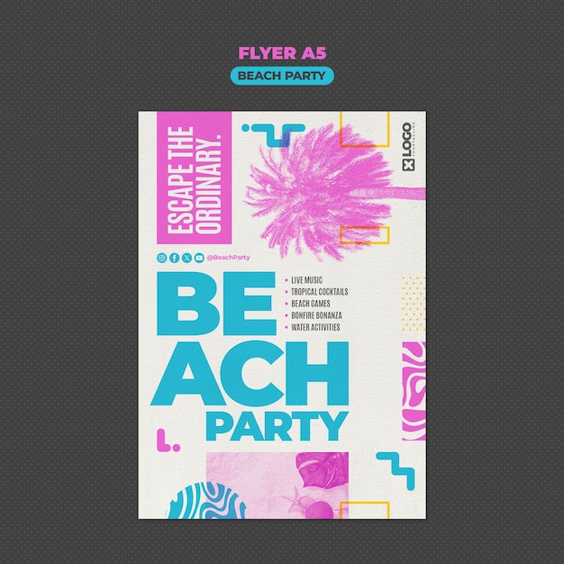 Beach party template design