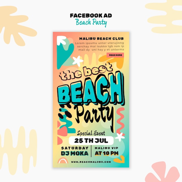 무료 PSD beach party template design