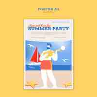 무료 PSD 해변 파티 템플릿 디자인