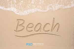 Бесплатный PSD Эффект стиля текста на пляже