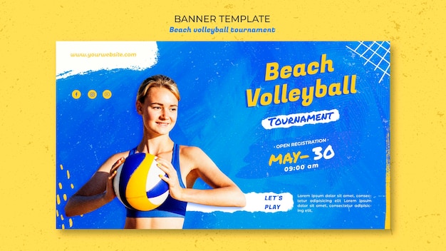 Free PSD beach volleyball concept banner template