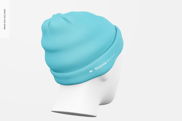 Beanie with head mockup back view