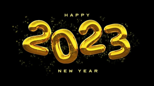 무료 PSD 3d 요소가 포함된 아름답고 현실적인 새해 복 많이 받으세요 2023 배너 템플릿