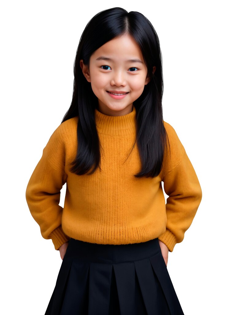 免費 PSD 美麗的亞洲女孩在擺姿勢