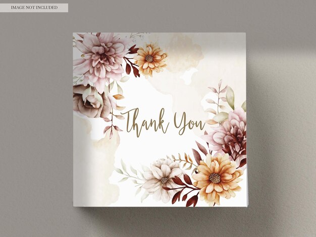 Free PSD beautiful autumn floral wedding invitation card template