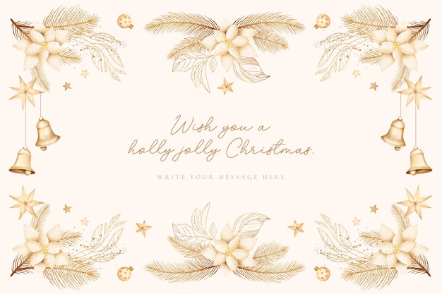 Free PSD beautiful christmas background with watercolor ornaments and winter nature