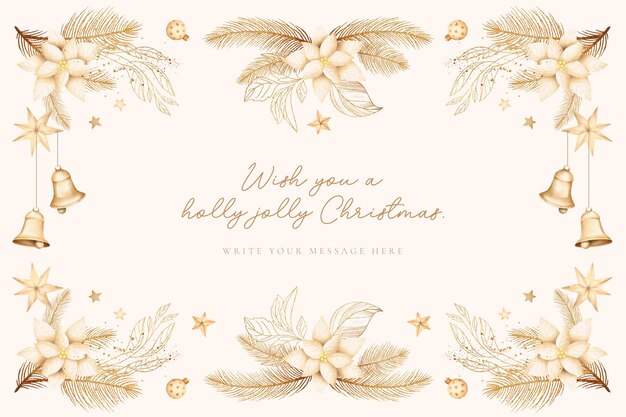 Free PSD beautiful christmas background with watercolor ornaments and winter nature