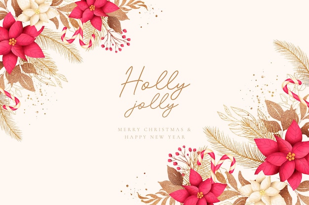 Free PSD beautiful christmas background with watercolor ornaments and winter nature