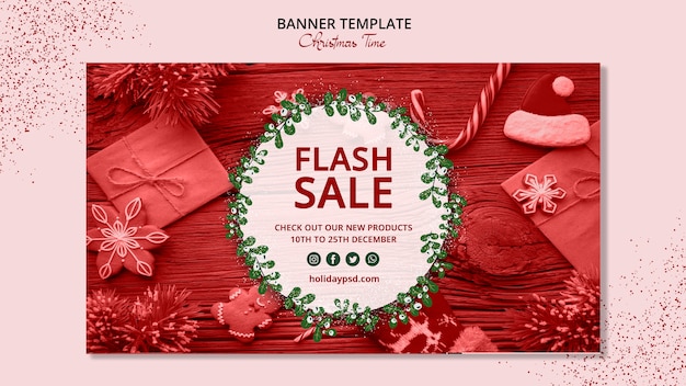 Free PSD beautiful christmas banner template