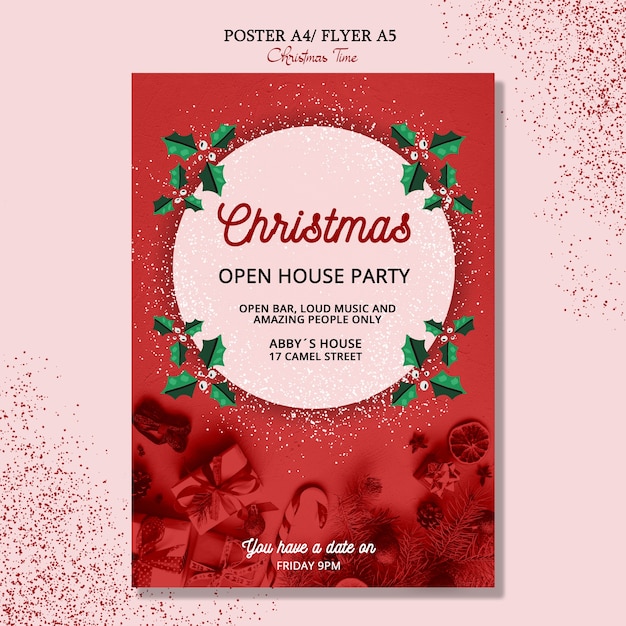 Free PSD beautiful christmas poster concept