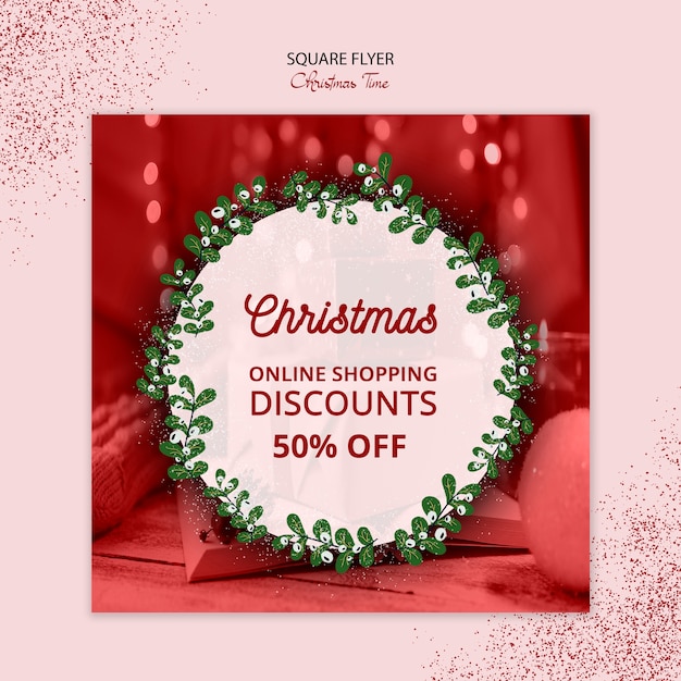 Beautiful christmas square flyer sale concept