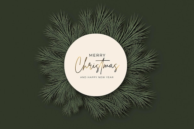 Free PSD beautiful christmas wreath with greeting message