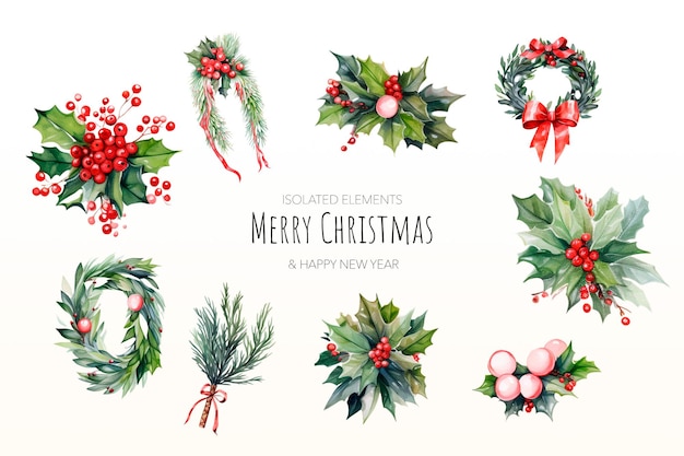 Free PSD beautiful collection of isolated christmas objects