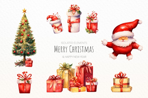 Free PSD beautiful collection of isolated christmas objects