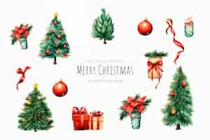 Free PSD beautiful collection of isolated christmas objects