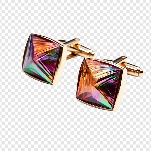 Free PSD beautiful and colourful designed cufflinks isolated on transparent background