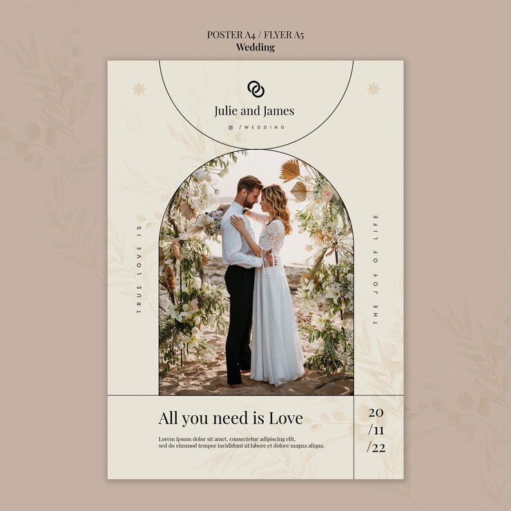 Free PSD beautiful couple poster template