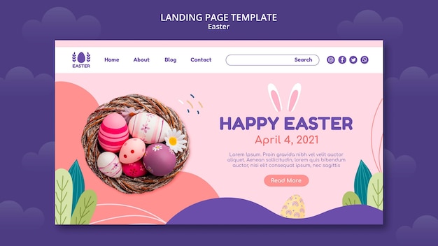 PSD gratuito bellissima pagina di destinazione dell'evento del giorno di pasqua