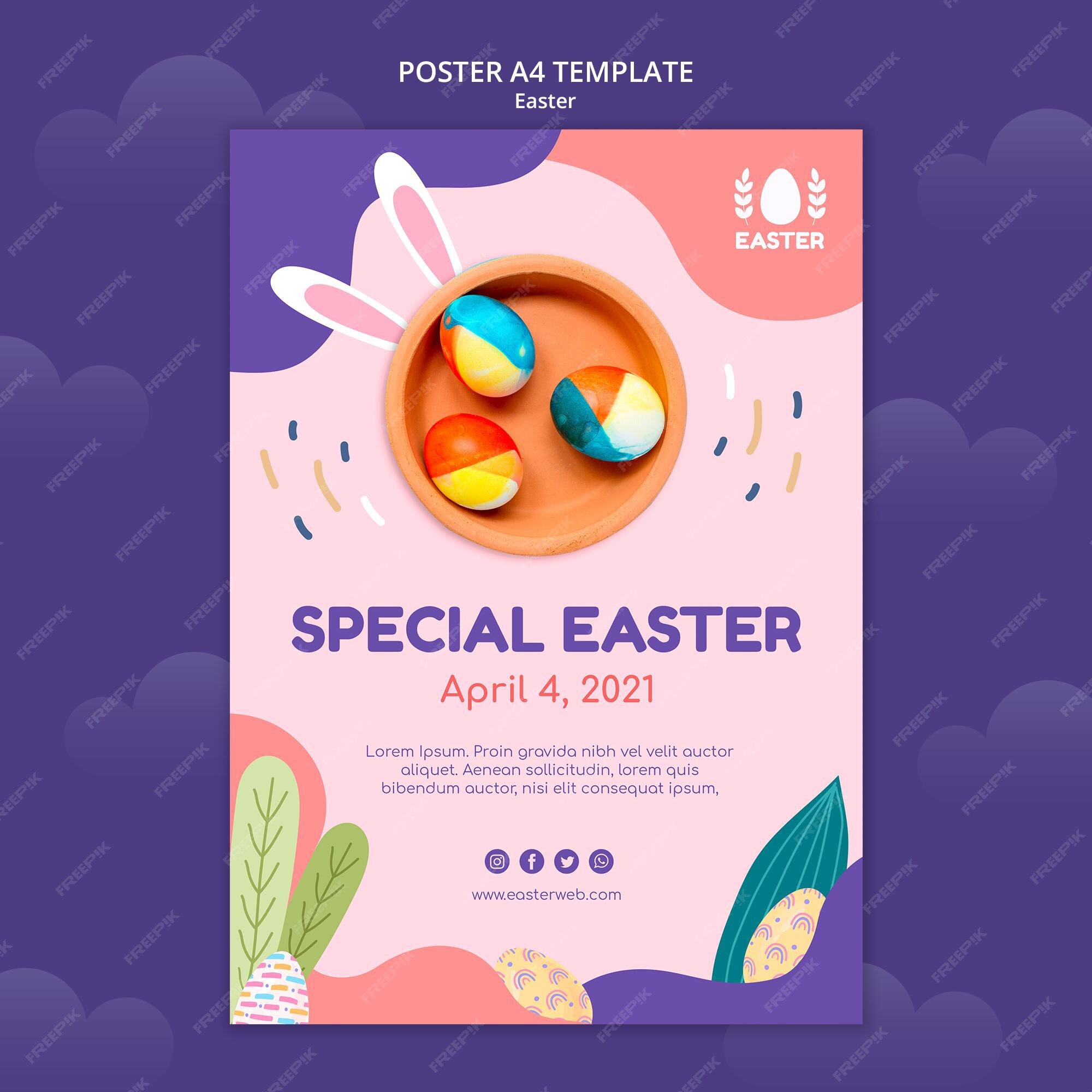 Free PSD | Beautiful easter day event poster template with photo