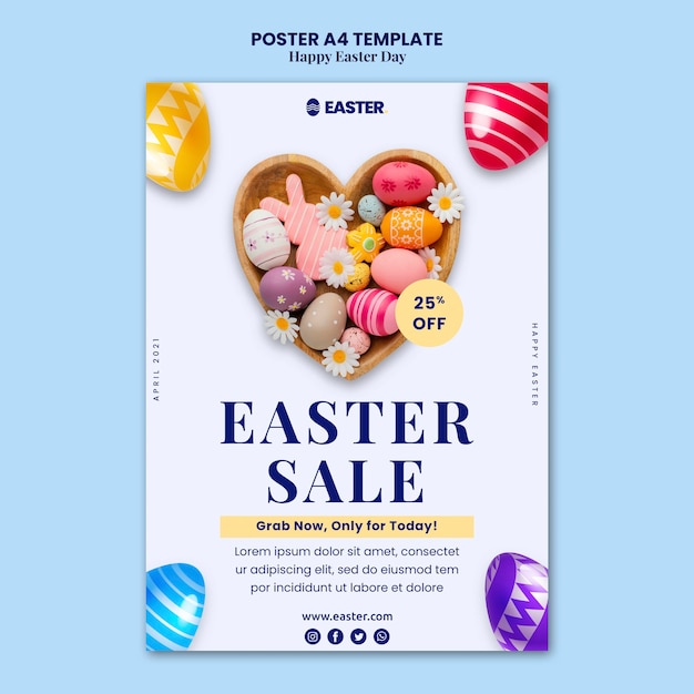 Free PSD beautiful easter day event poster
