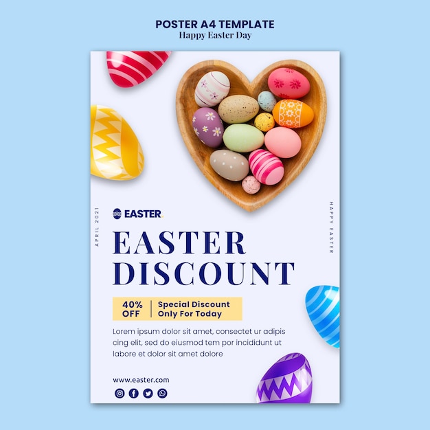 Free PSD beautiful easter day event poster