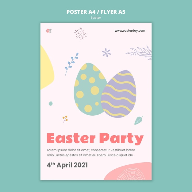 PSD gratuito bellissimo modello di stampa evento del giorno di pasqua