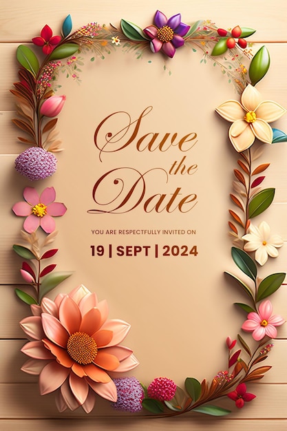 Free PSD beautiful floral wedding invitation cards multipurpose psd